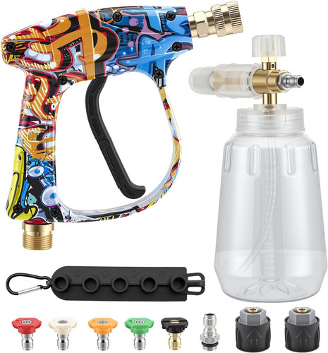 Pressure washer gun with - with, snow
